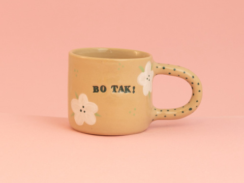BO TAK! - tekst z 2 stron czarno-zielone kwiatki 250ml BO TAK! - tekst z 2 stron czarno-zielone kwiatki 250ml