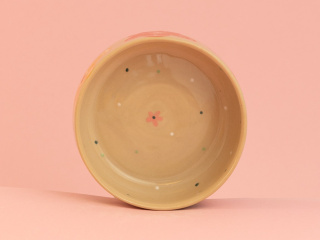 Retro kwiatki miseczka na owsiankę 13,5 cm (w środku różowy kwiatuszek)