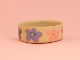 Retro kwiatki miseczka na owsiankę 13,5 cm (w środku żółty kwiatuszek)