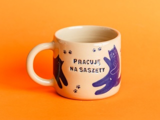 PRACUJĘ NA SASZETY - granatowe koty + łapki