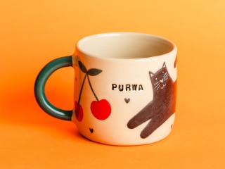 PURWA - czarny kot + wiśnie