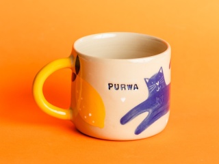 PURWA - czarny kot + wiśnie