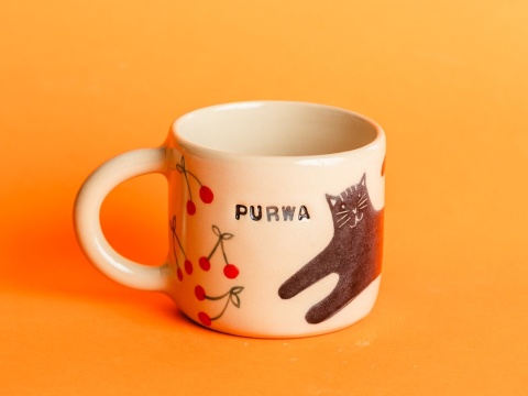 PURWA - czarny kot + wisienki