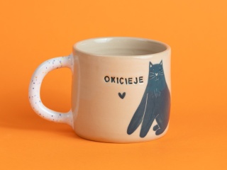 45. OKICIEJE - w akwamarynowe / morskie koty + szkliwo w ciapki