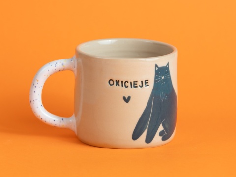 45. OKICIEJE - w akwamarynowe / morskie koty + szkliwo w ciapki