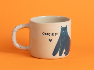 46. OKICIEJE - w akwamarynowe / morskie koty + szkliwo w ciapki