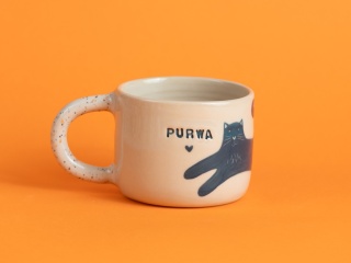 60. PURWA - w akwamarynowe / morskie kotki + szkliwo ciapki