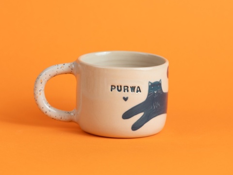 60. PURWA - w akwamarynowe / morskie kotki + szkliwo ciapki