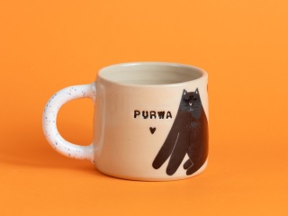 62. PURWA - w czarne kotki + szkliwo ciapki