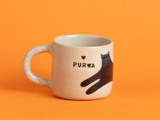 64. PURWA - w czarne kotki + szkliwo ciapki