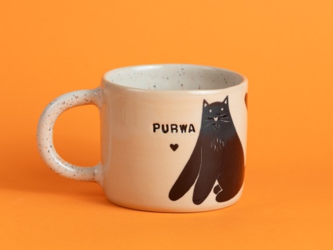 69. PURWA - w czarne koty + szkliwo w ciapki