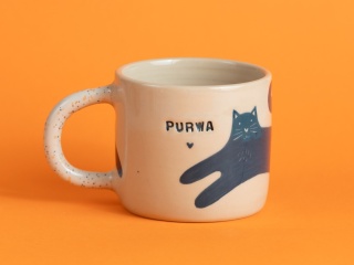 70. PURWA - w akwamarynowe / morskie koty + szkliwo w ciapki